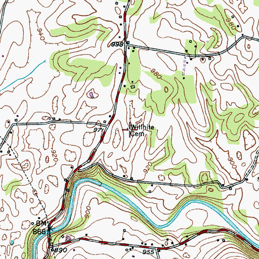 Topographic Map of Willhite Cemetery, TN