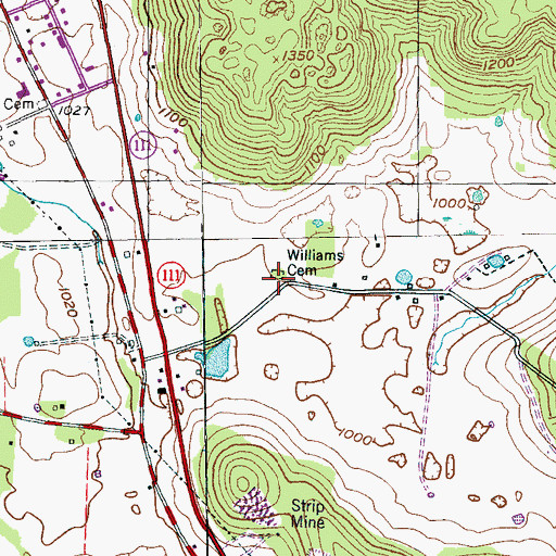 Topographic Map of Williams Cemetery, TN