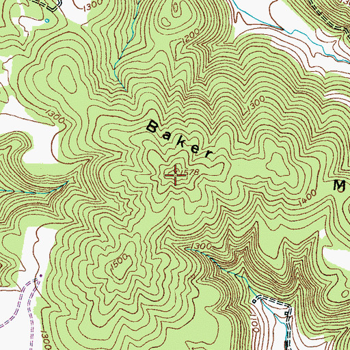 Topographic Map of Baker Mountain, TN