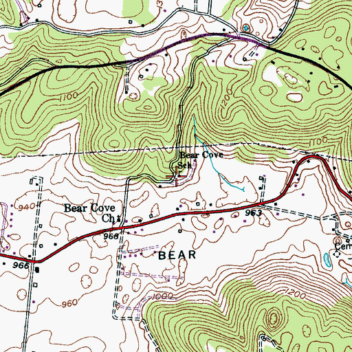 Topographic Map of Bear Cove School, TN
