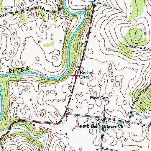 Topographic Map of Bethel Church, TN