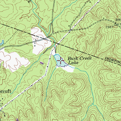 Topographic Map of Buck Creek Lake, TN