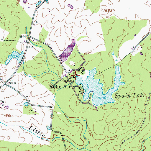 Topographic Map of Camp Belle Aire, TN