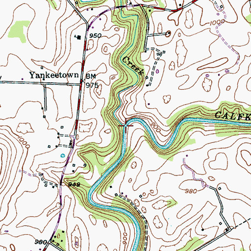 Topographic Map of Cherry Creek, TN