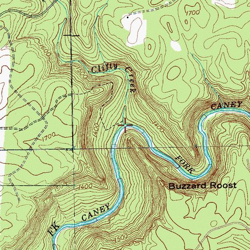 Topographic Map of Clifty Creek, TN