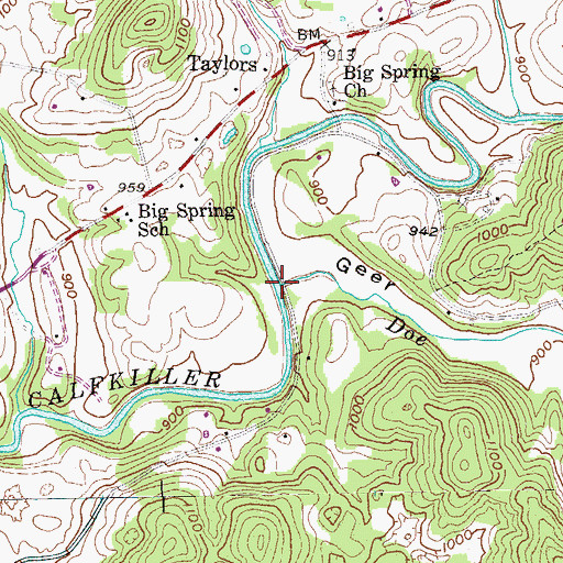 Topographic Map of Doe Creek, TN