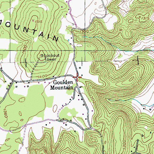 Topographic Map of Goulden Mountain, TN