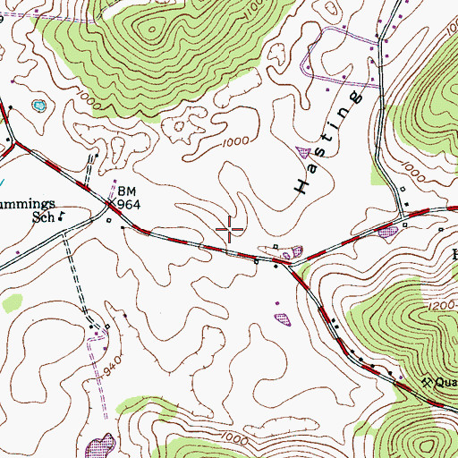 Topographic Map of Hasting Cove, TN