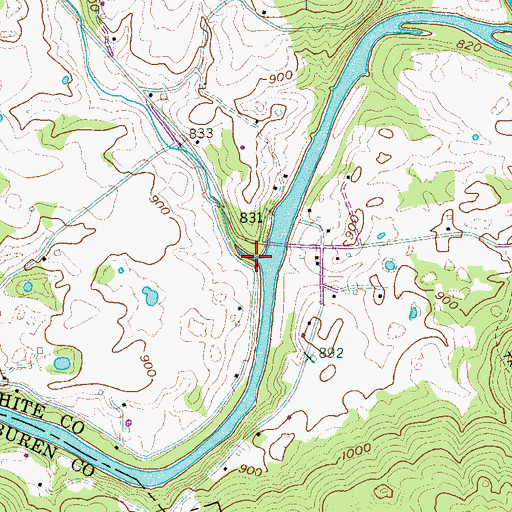 Topographic Map of Hickory Valley Branch, TN