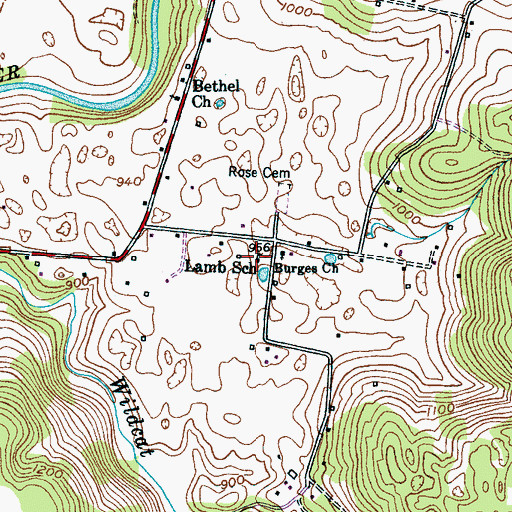Topographic Map of Lamb School, TN