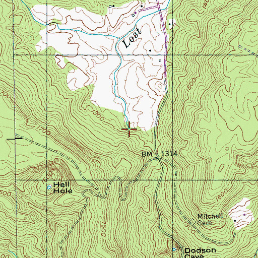 Topographic Map of Lost Creek, TN