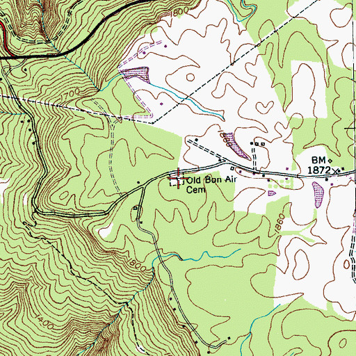Topographic Map of Old Bon Air Cemetery, TN