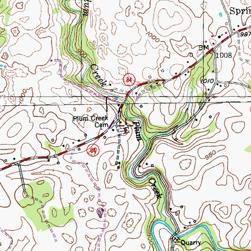 Topographic Map of Plum Creek Cemetery, TN