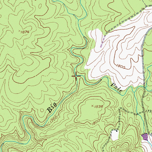 Topographic Map of Pole Bridge Branch, TN