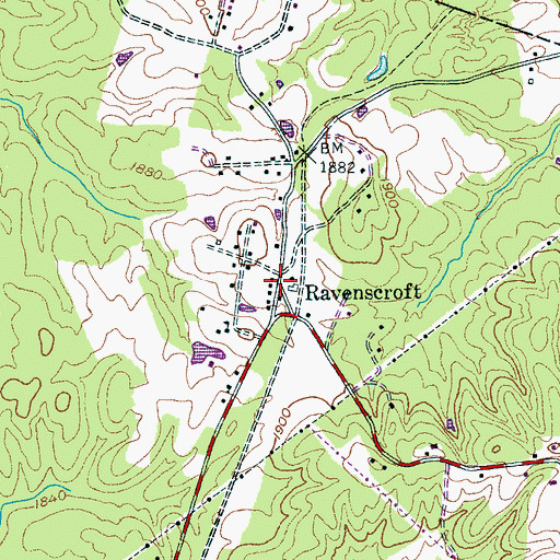 Topographic Map of Ravenscroft, TN