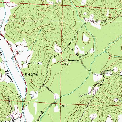 Topographic Map of Sizemore Cemetery, AL