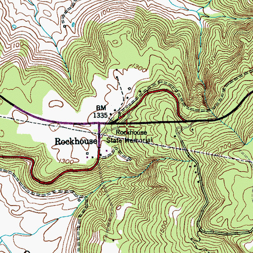 Topographic Map of Rockhouse State Memorial, TN