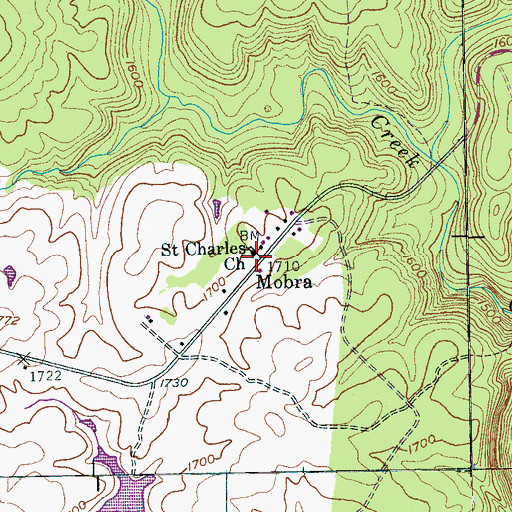 Topographic Map of Saint Charles Church, TN