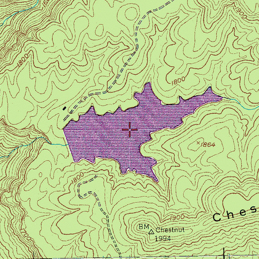 Topographic Map of Billy Branch Lake, TN