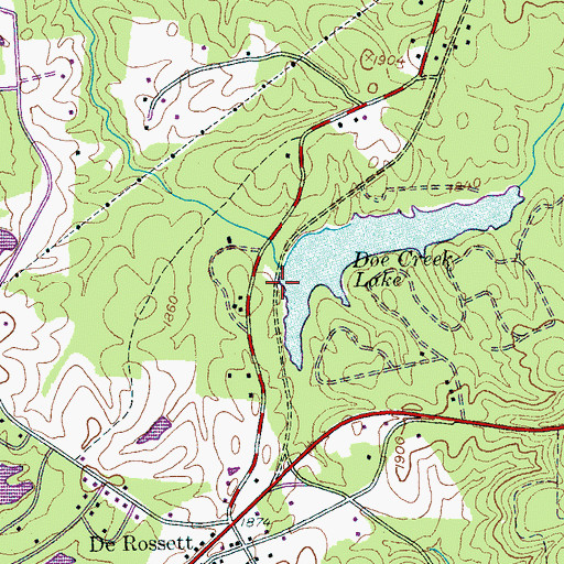 Topographic Map of Doe Creek Lake Dam, TN