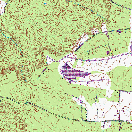 Topographic Map of Key Acres Dam, TN