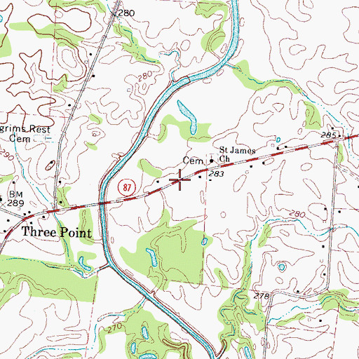 Topographic Map of Ashport-Three Point Division (historical), TN