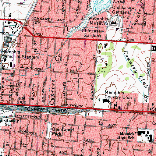 Topographic Map of Memphis Division (historical), TN