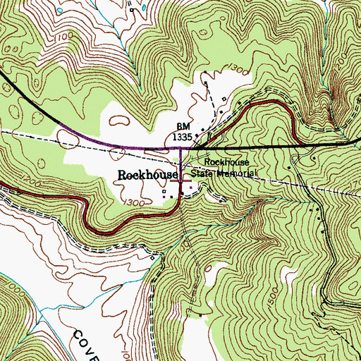 Topographic Map of Rockhouse, TN