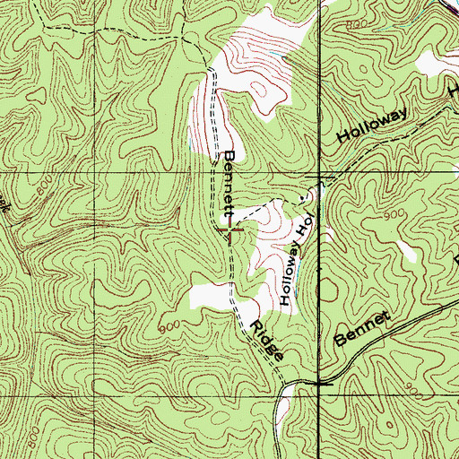 Topographic Map of Bennett Ridge, TN