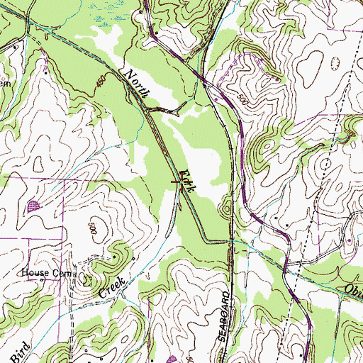 Topographic Map of Birds Creek, TN