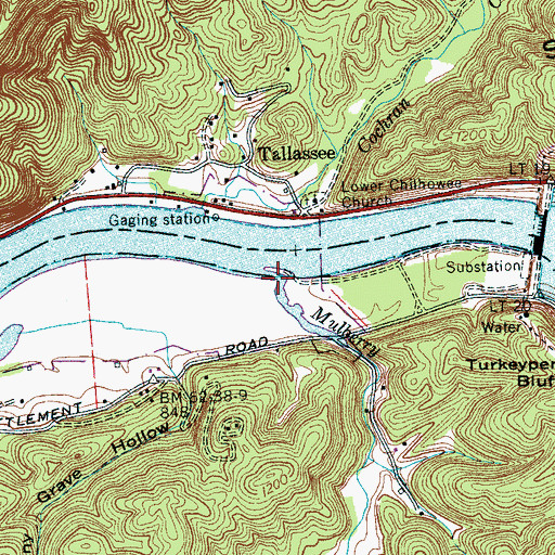 Topographic Map of Mulberry Creek, TN
