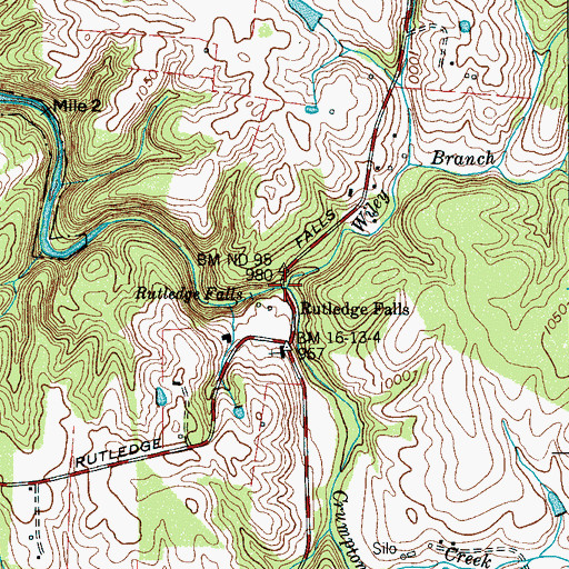 Topographic Map of Wiley Creek, TN