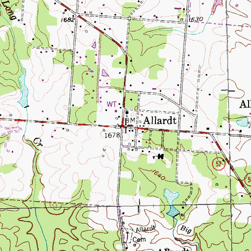 Topographic Map of Allardt, TN