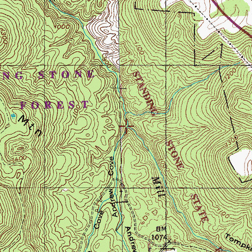 Topographic Map of Andrew Cove, TN