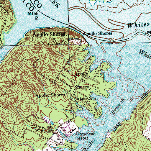Topographic Map of Apollo Shores, TN