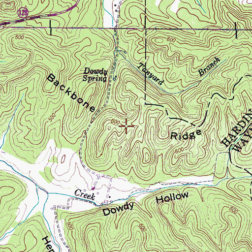 Topographic Map of Backbone Ridge, TN