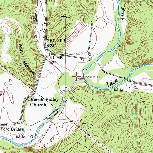 Topographic Map of Barren Fork, TN