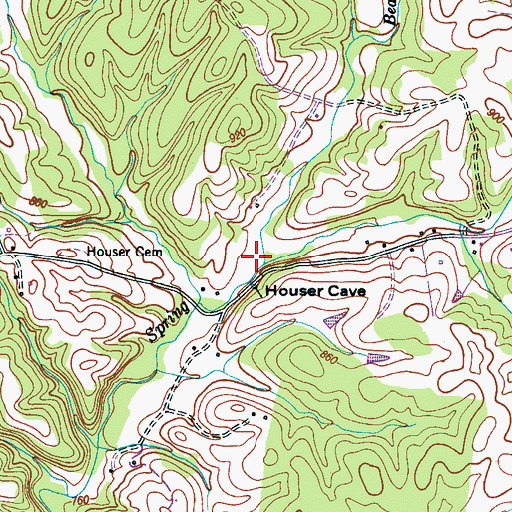 Topographic Map of Bealer Branch, TN