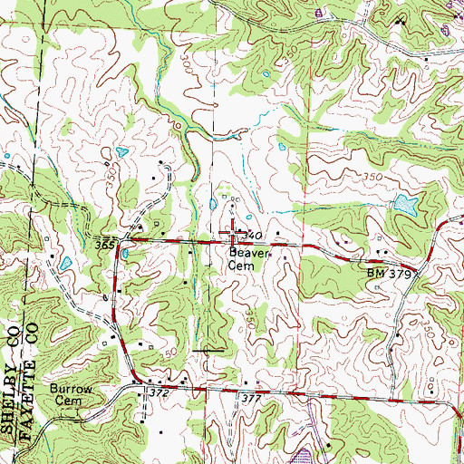 Topographic Map of Beaver Cemetery, TN