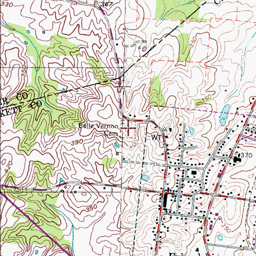 Topographic Map of Belle Vernon Cemetery, TN
