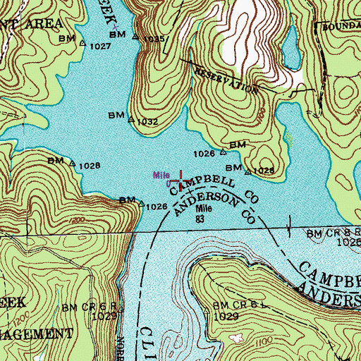 Topographic Map of Big Creek, TN