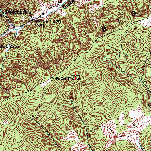 Topographic Map of Big Ridge, TN