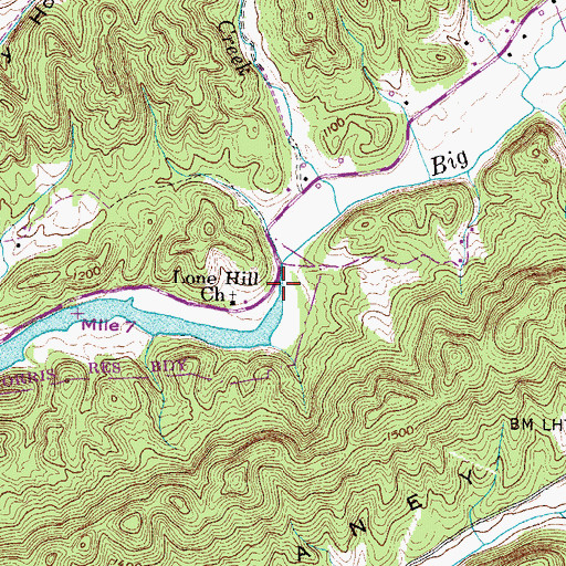 Topographic Map of Big Sycamore Creek, TN