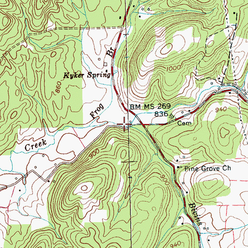 Topographic Map of Bivins Branch, TN