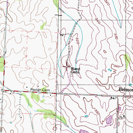 Topographic Map of Bland Cemeteries, TN