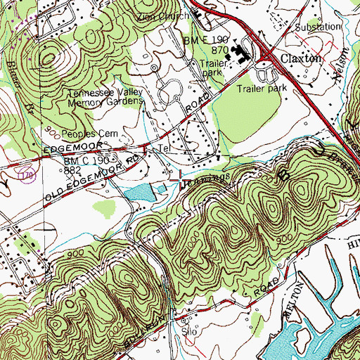 Topographic Map of Blazer Branch, TN