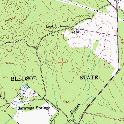 Topographic Map of Bledsoe State Forest, TN
