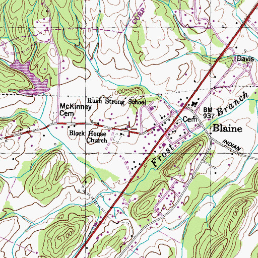 Topographic Map of Block House Church, TN