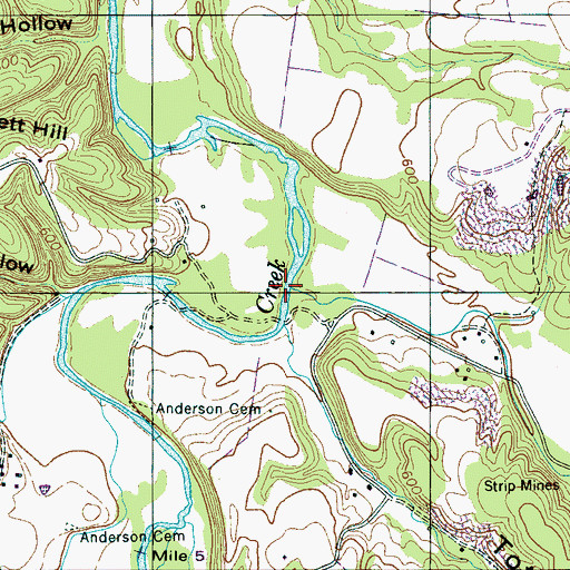 Topographic Map of Blue Buck Creek, TN
