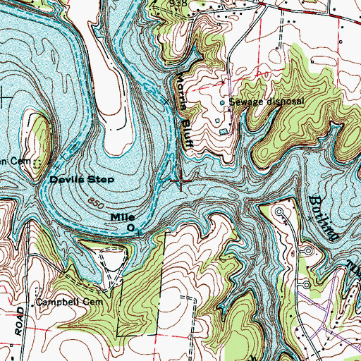 Topographic Map of Boiling Fork Creek, TN